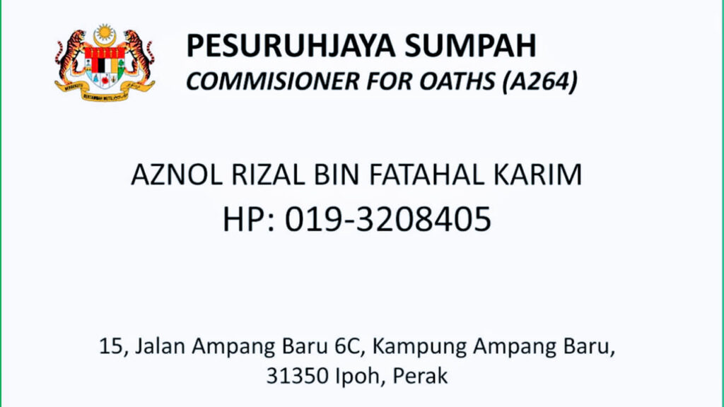 aznol rizal fatahal karim pesuruhjaya sumpah commissioners for oaths