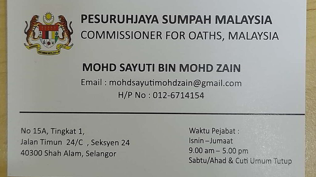 pesuruhjaya sumpah seksyen 24 (commissioner for oaths)- sayuti